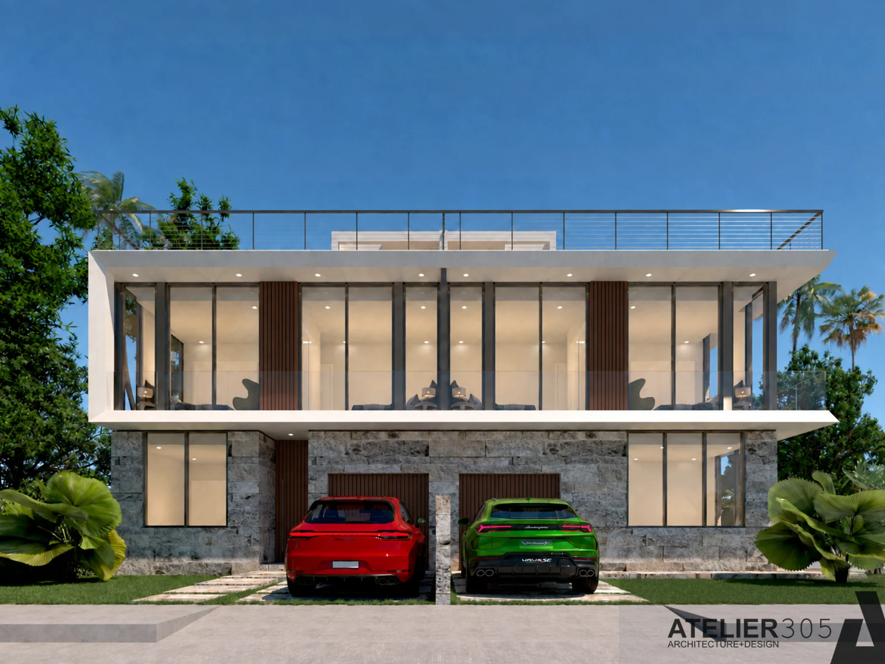 Street view — modern facade and driveway