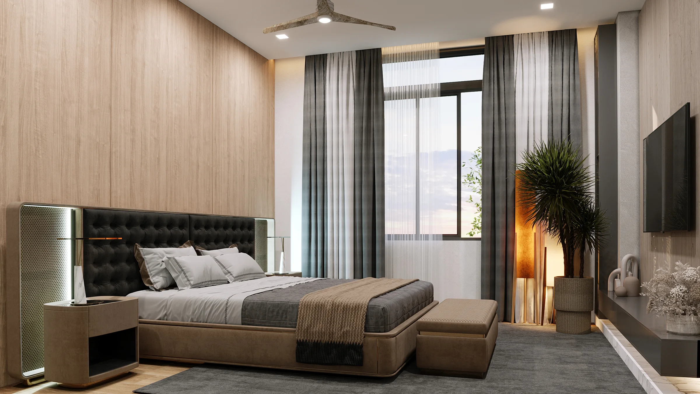 Interior rendering — primary bedroom